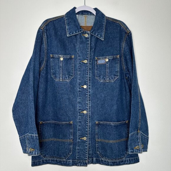 VTG Ralph Lauren Jeans Co Jacket Blue Chore Trucker 90s Barn Medium - Picture 1 of 11